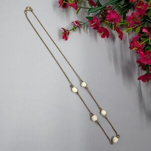 Elegant Gold Plated Vintage Carved Ivory Necklace